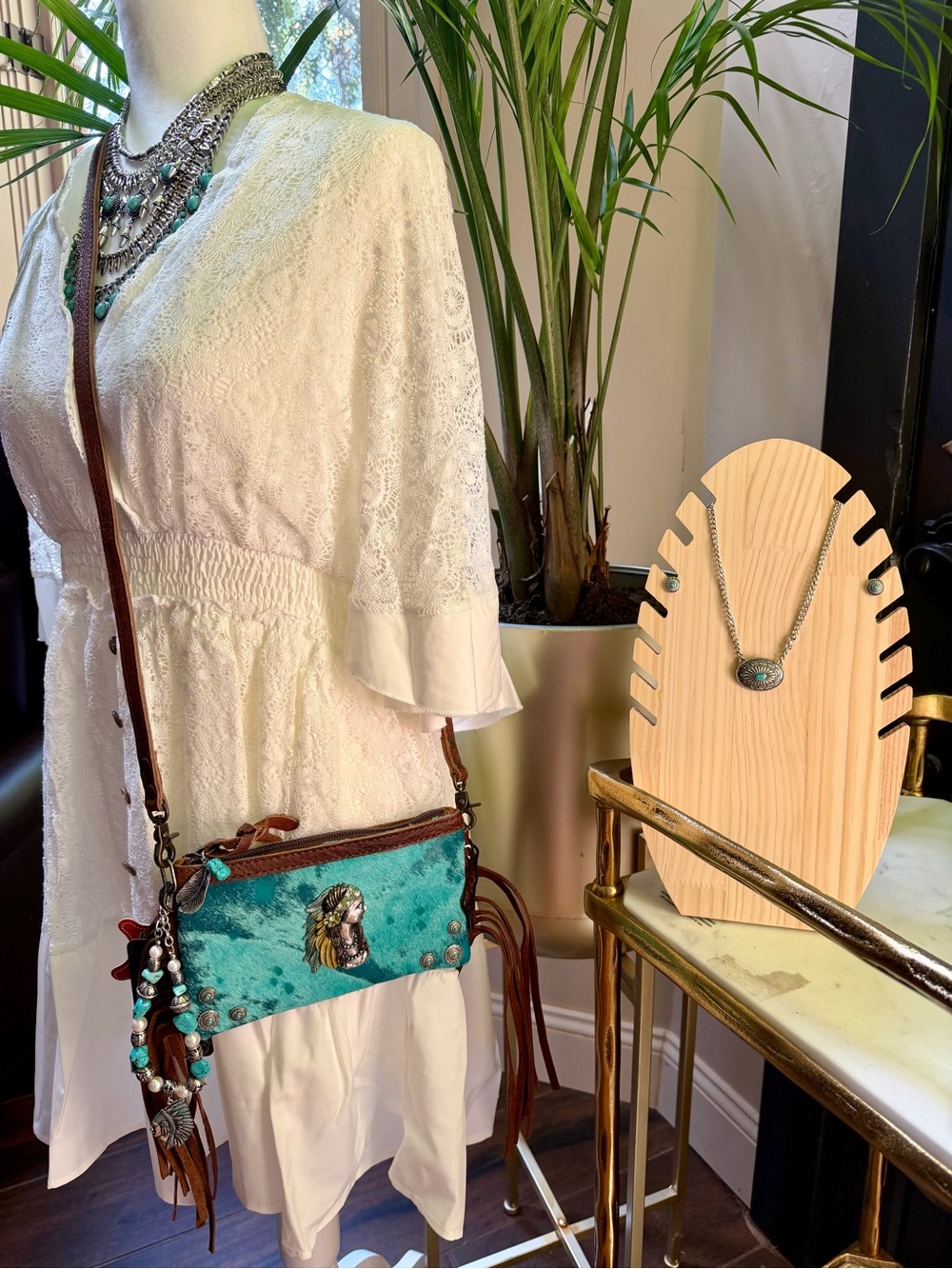OOAK American Darling Western COWHIDE LEATHER HAIR ON HIDE CROSSBODY BAG BoHo